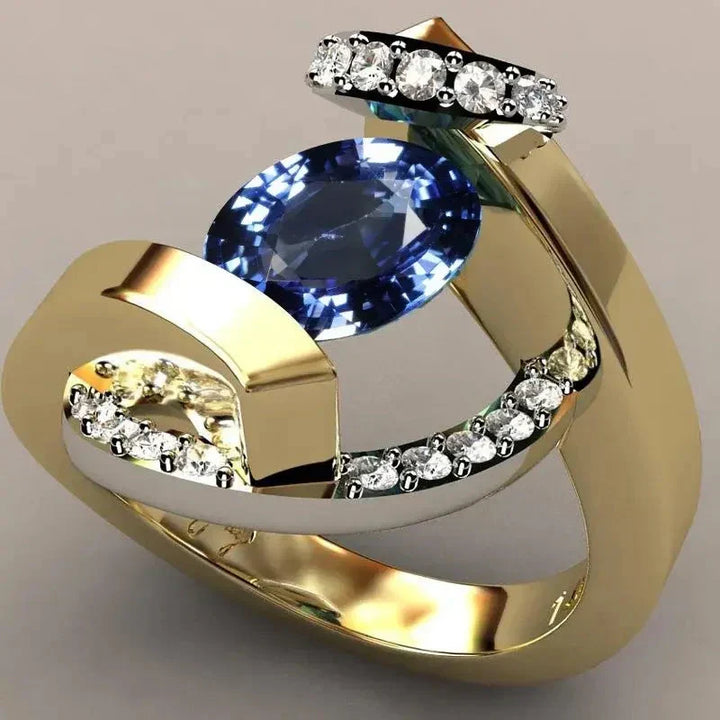 Elegant sølvring med blå zirkonia