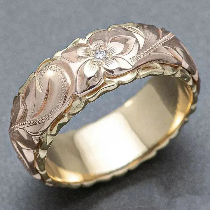 Vintage rosenblomst guldring