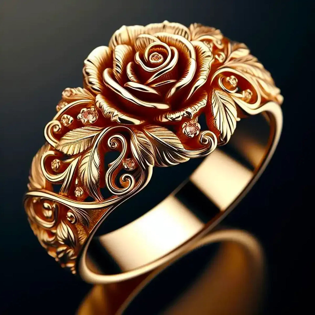 Elegant guldring med blomsterdesign