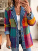 Patchwork-ternet jakke i vintagestil med denimdetaljer