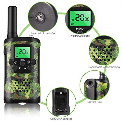Walkie talkie til børn | 22 kanaler | 5 km rækkevidde | Grøn camo