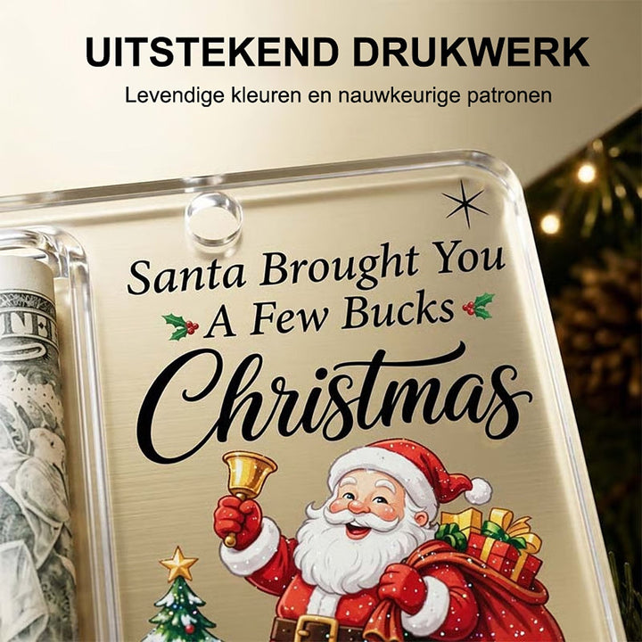 Julevedhæng pengeholder - bøjle af klar akryl til sammenrullede pengesedler