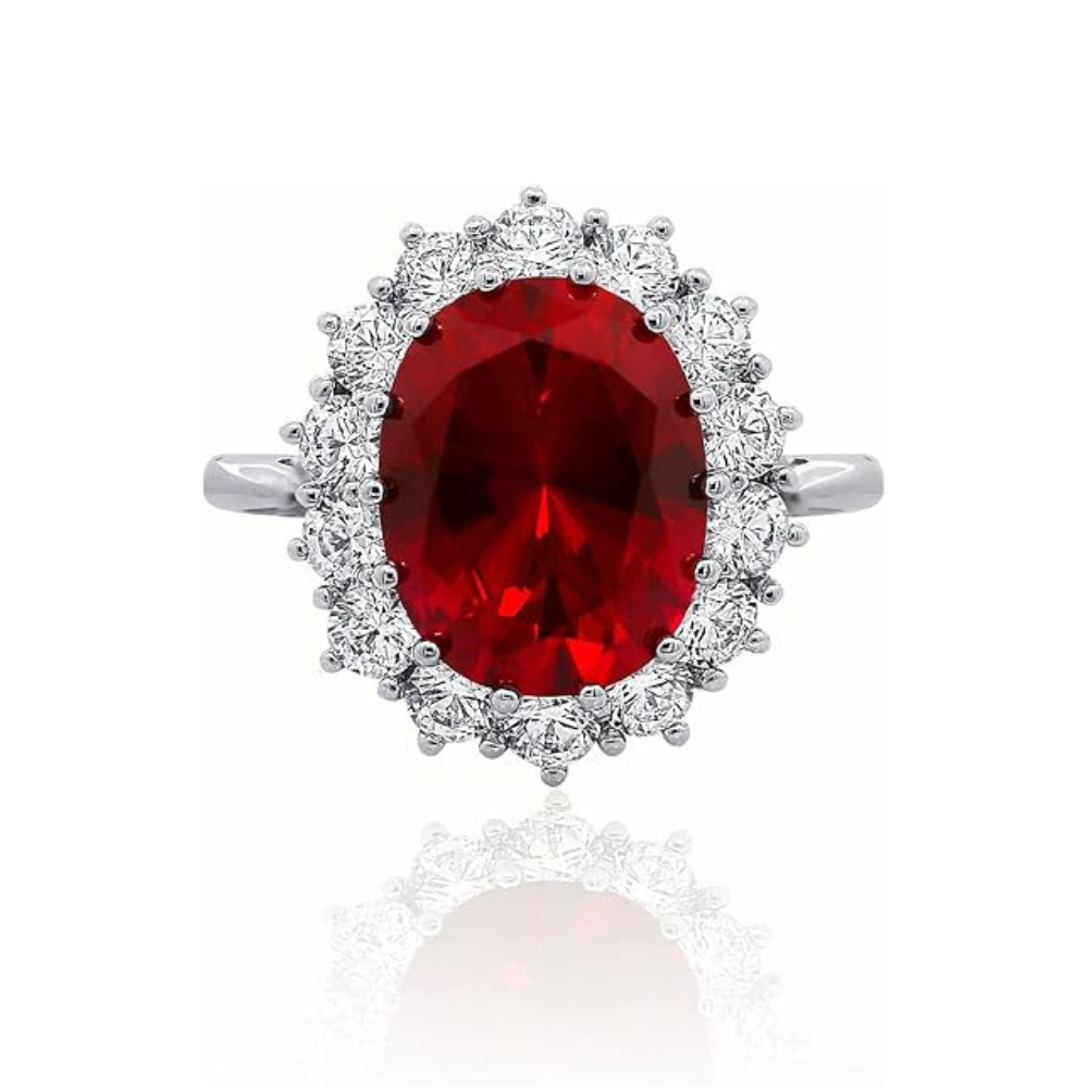 Elegant ring i hvidguld med rubinaccent