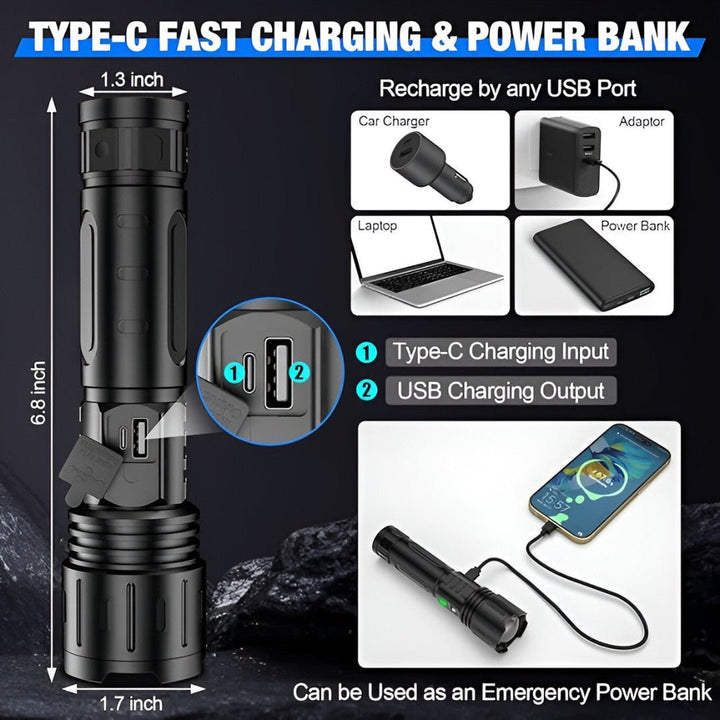 LumaBeam – genopladelig LED-lygte på 100.000 lumen med powerbank