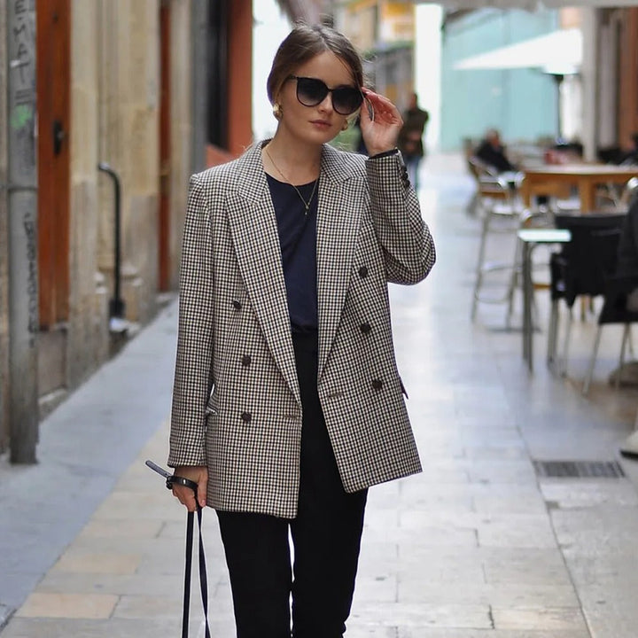 Rosetti - Vintage Dobbeltknappet Plaid Blazer-Modiva