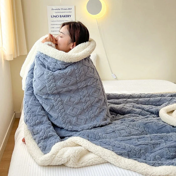 Tyk vinter-uldtæppe af lammeuld - WarmWool