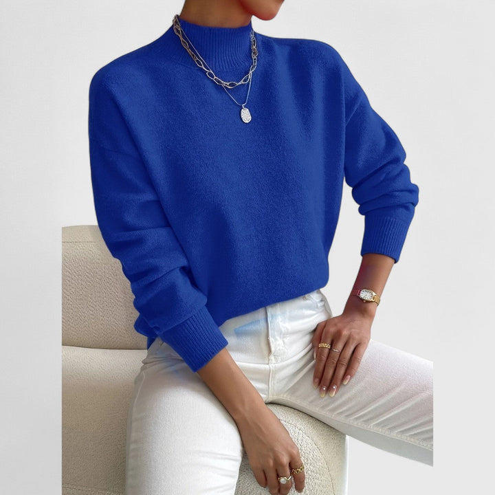 Klassisk sweater med polokrave til damer i blød, åndbar bomuld