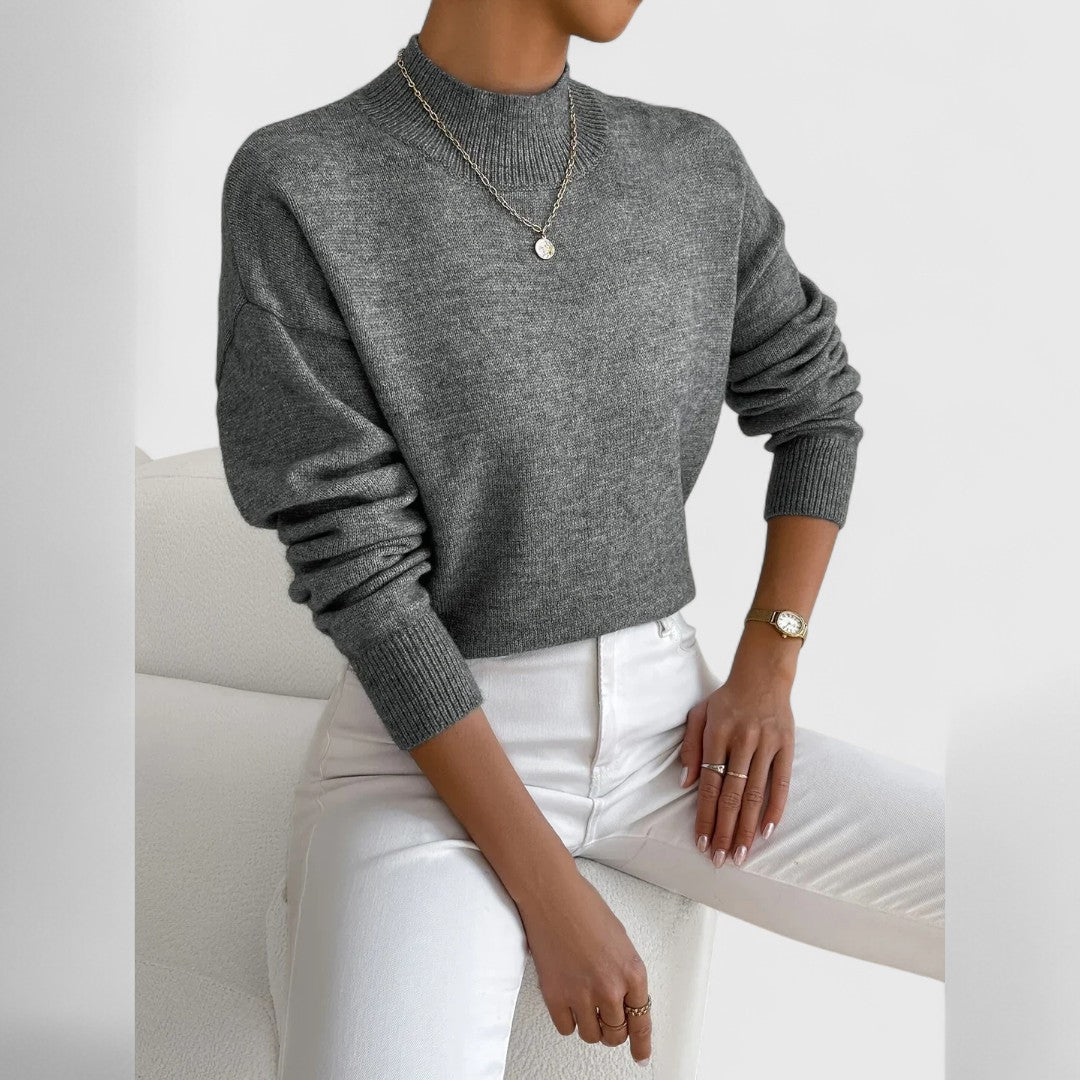 Klassisk sweater med polokrave til damer i blød, åndbar bomuld