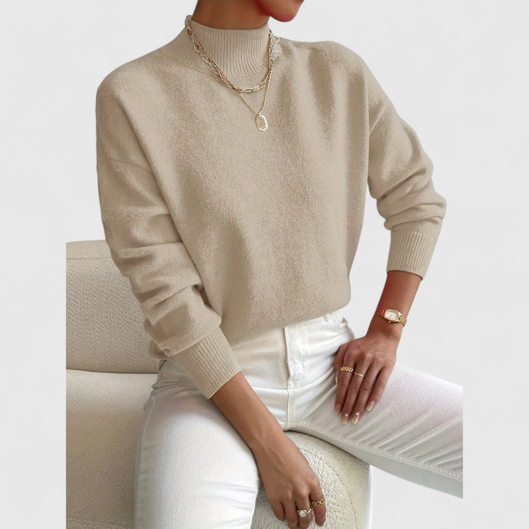 Klassisk sweater med polokrave til damer i blød, åndbar bomuld