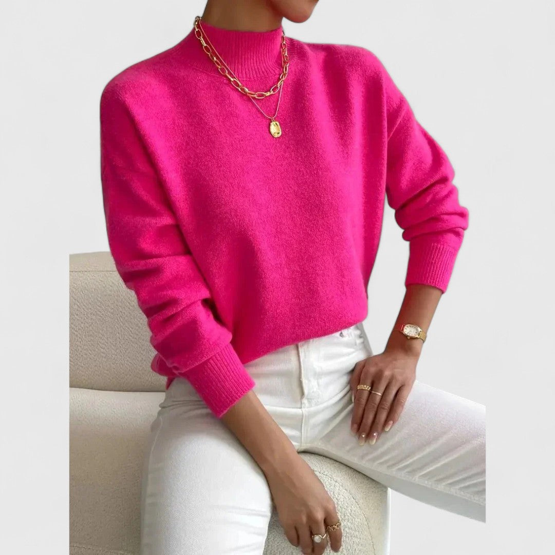 Klassisk sweater med polokrave til damer i blød, åndbar bomuld