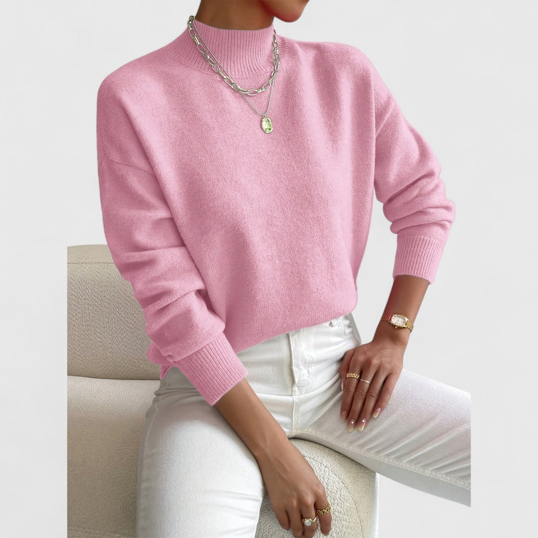 Klassisk sweater med polokrave til damer i blød, åndbar bomuld