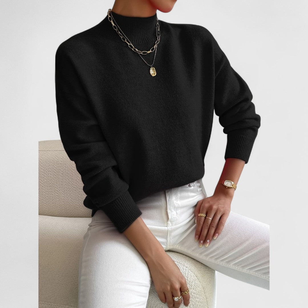 Klassisk sweater med polokrave til damer i blød, åndbar bomuld