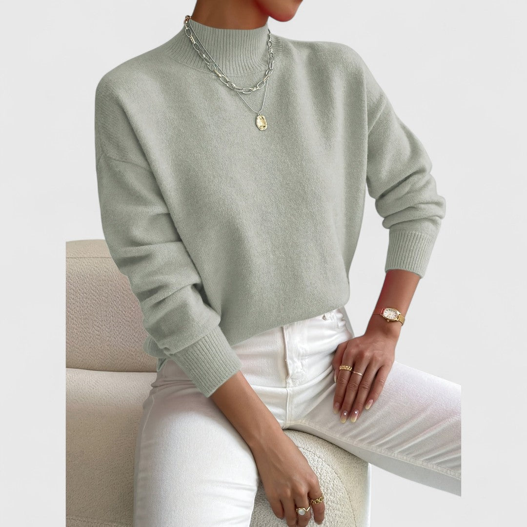 Klassisk sweater med polokrave til damer i blød, åndbar bomuld