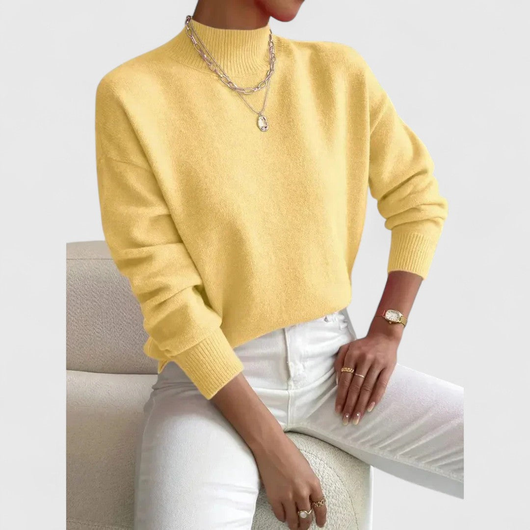 Klassisk sweater med polokrave til damer i blød, åndbar bomuld