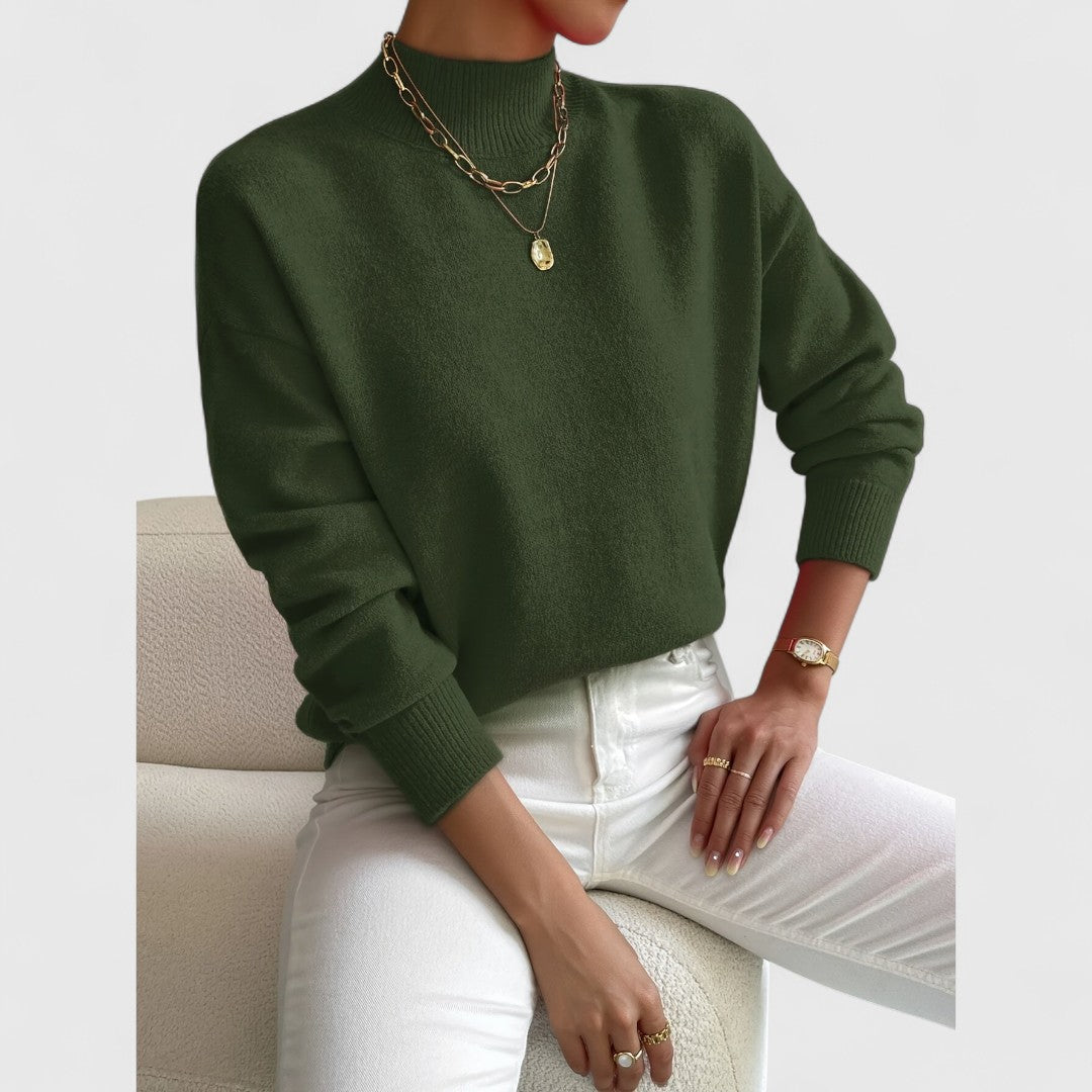 Klassisk sweater med polokrave til damer i blød, åndbar bomuld