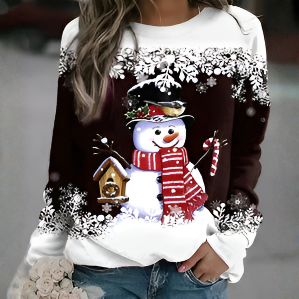 Dame julesweatshirt med snefnugprint
