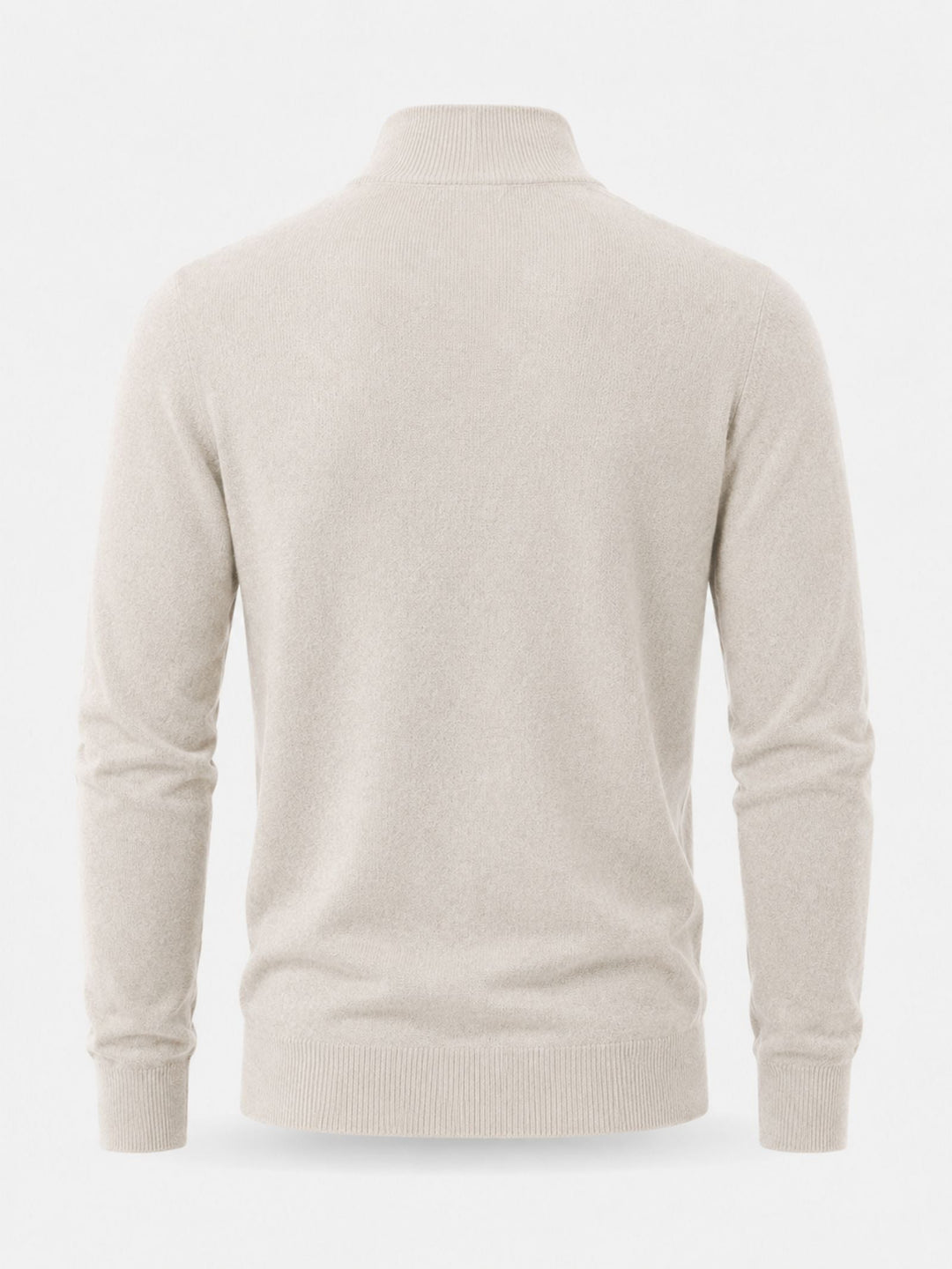 Merinould-sweater til mænd med V-hals og lynlåsdetalje