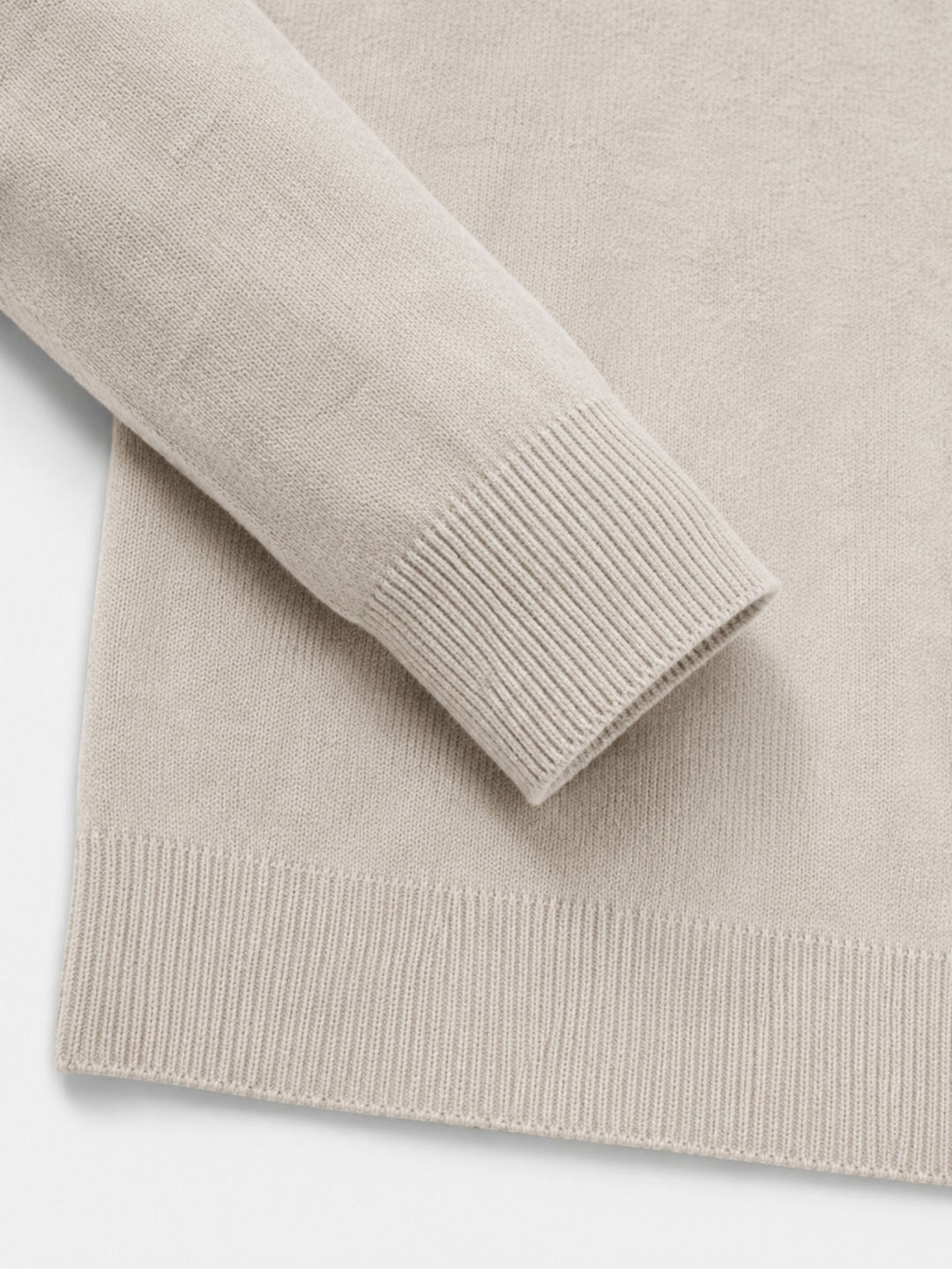 Merinould-sweater til mænd med V-hals og lynlåsdetalje