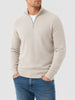 Merinould-sweater til mænd med V-hals og lynlåsdetalje