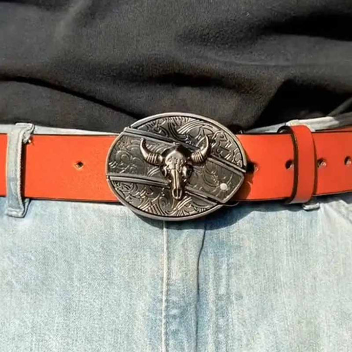 Oval metal cowboy-bæltespænde