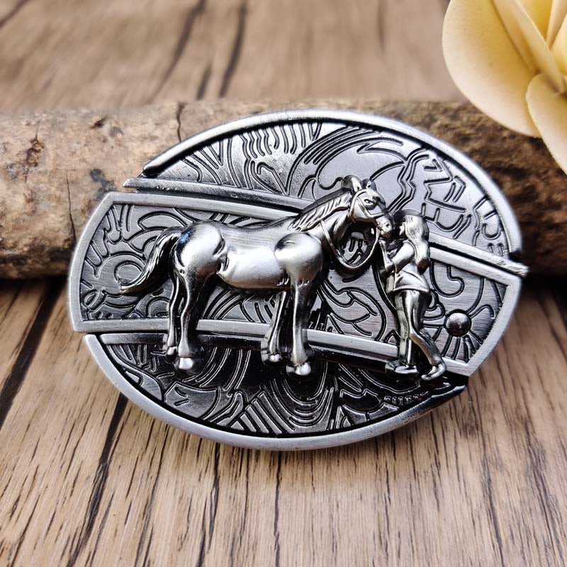 Oval metal cowboy-bæltespænde