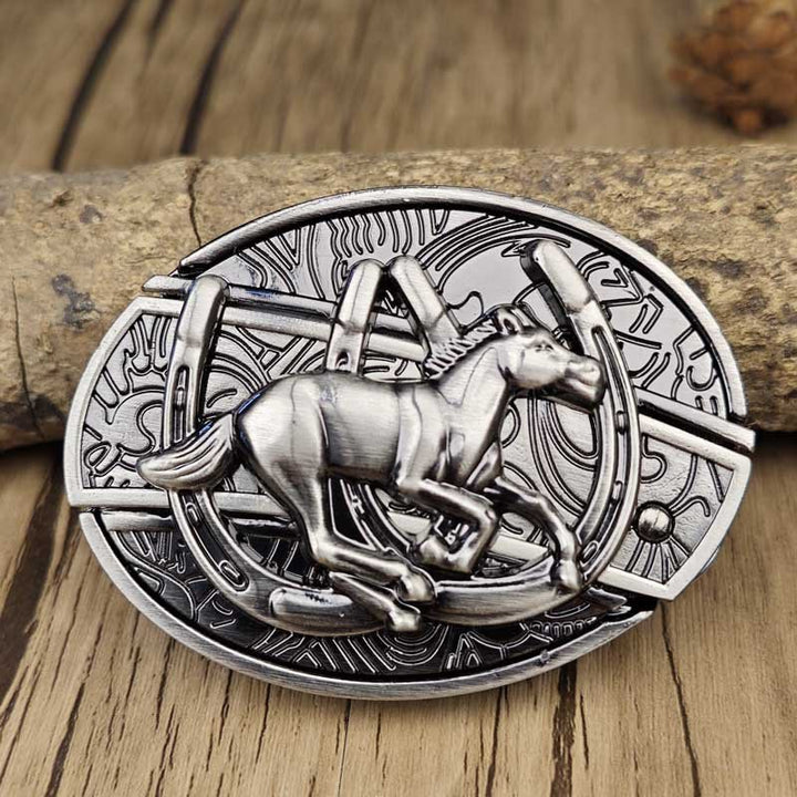 Oval metal cowboy-bæltespænde