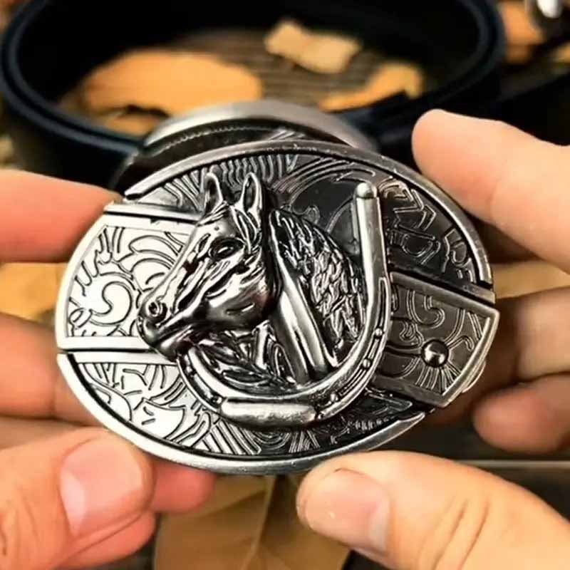 Oval metal cowboy-bæltespænde