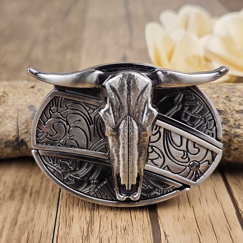 Oval metal cowboy-bæltespænde