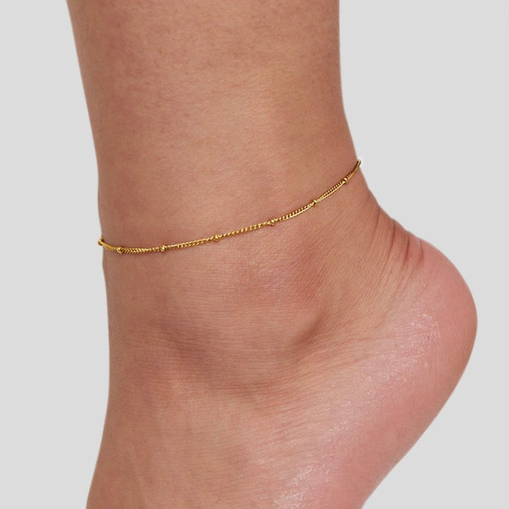 Mira Beaded Guld Ankelkæde