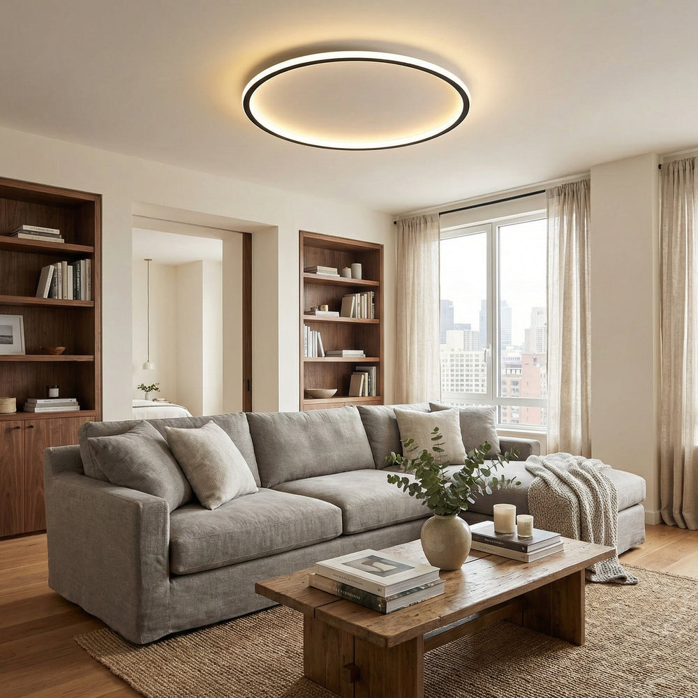 Skandinavisk rund loftlampe med LED-belysning