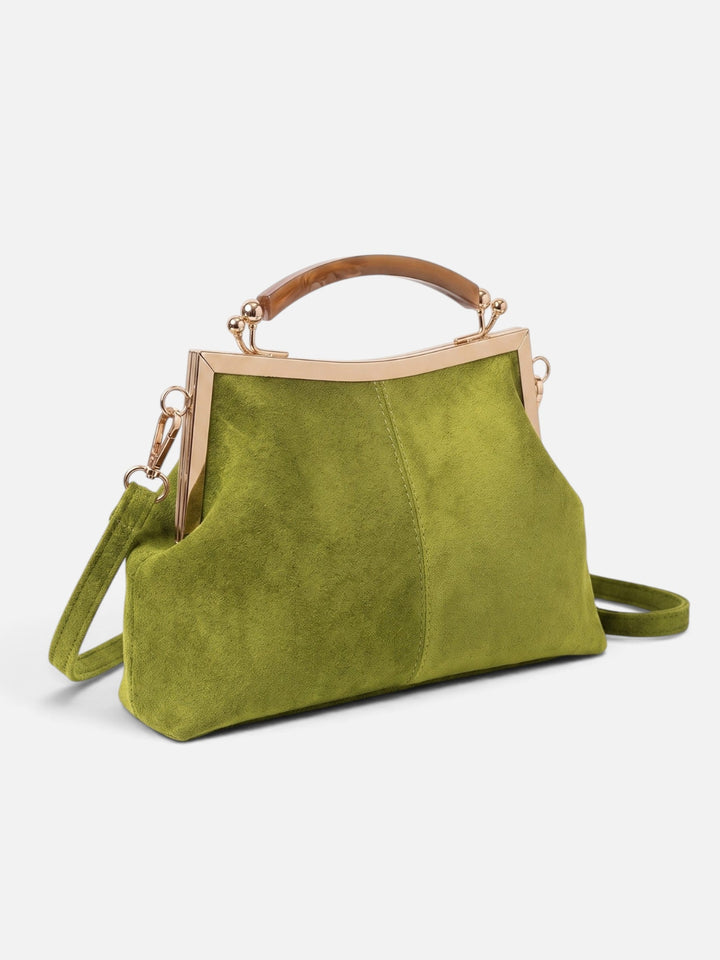 Crossbody-taske med ruskindseffekt og guldfarvet lås til damer