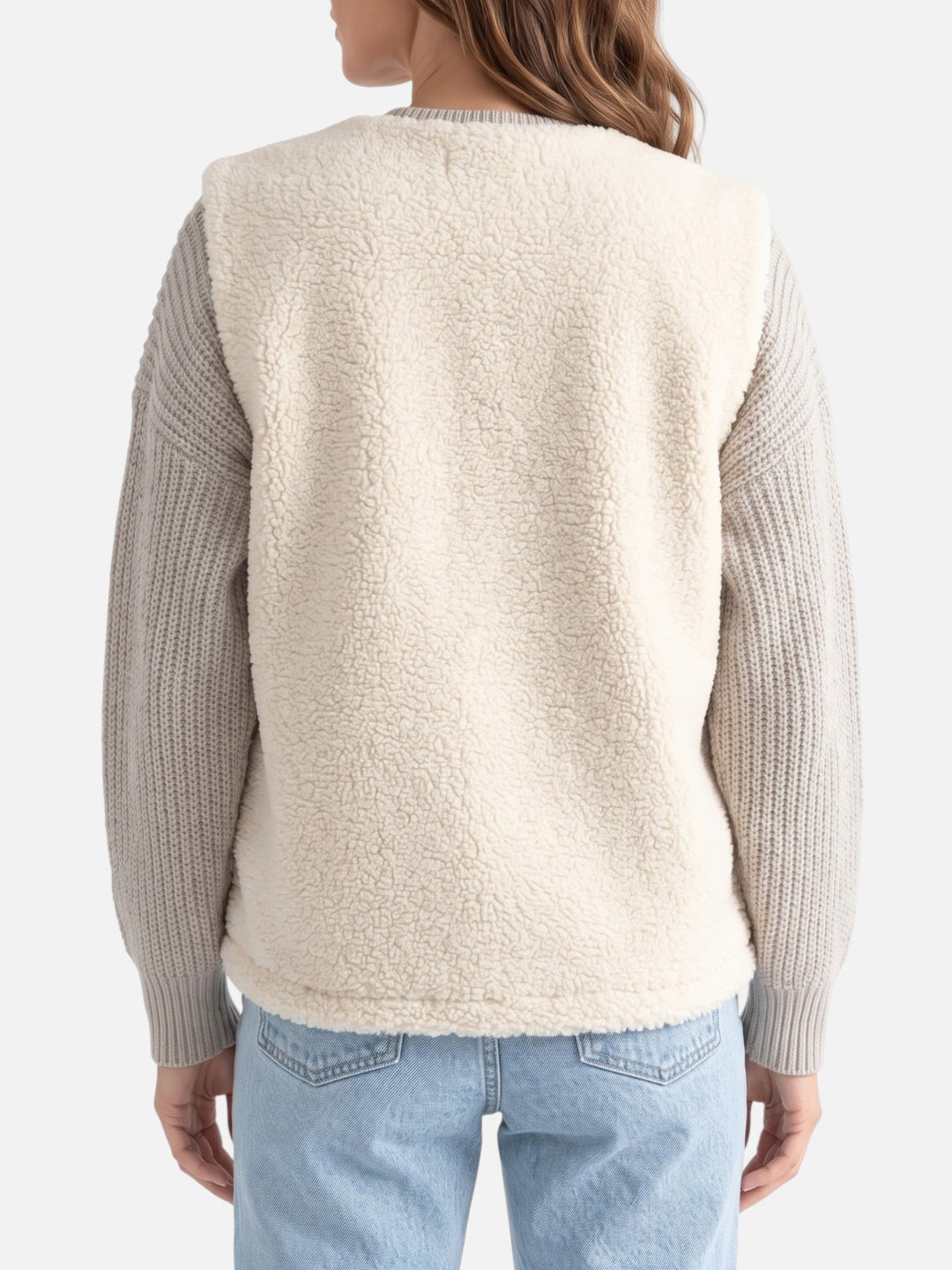 Ærmeløs sherpavest med knapper til damer