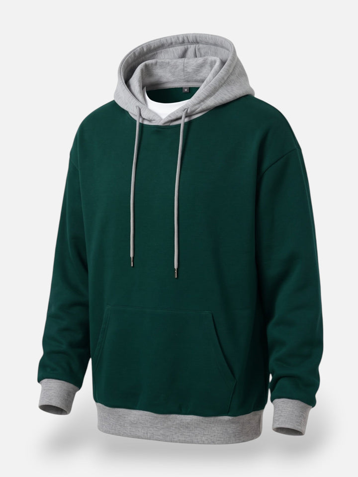 Tofarvet hættetrøje med snøre til herrer