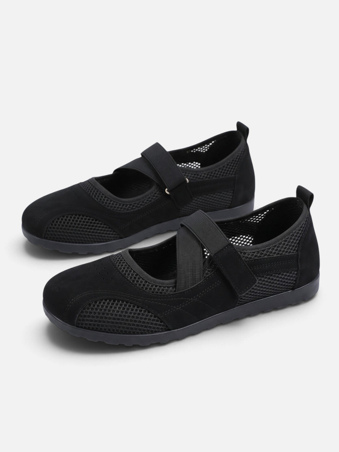 Sneakerina-ballerinaer i mesh med krydsede remme til damer