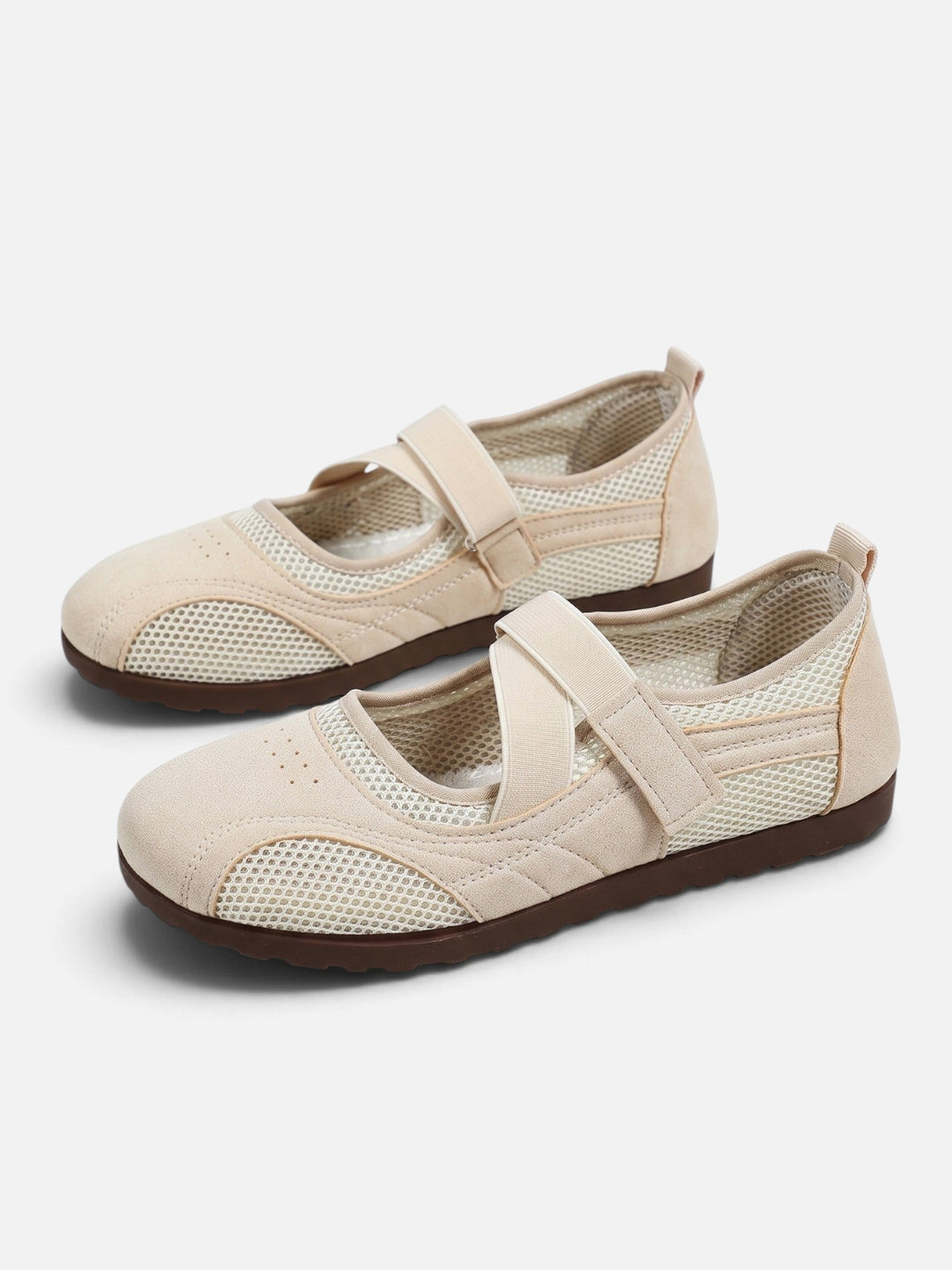 Sneakerina-ballerinaer i mesh med krydsede remme til damer