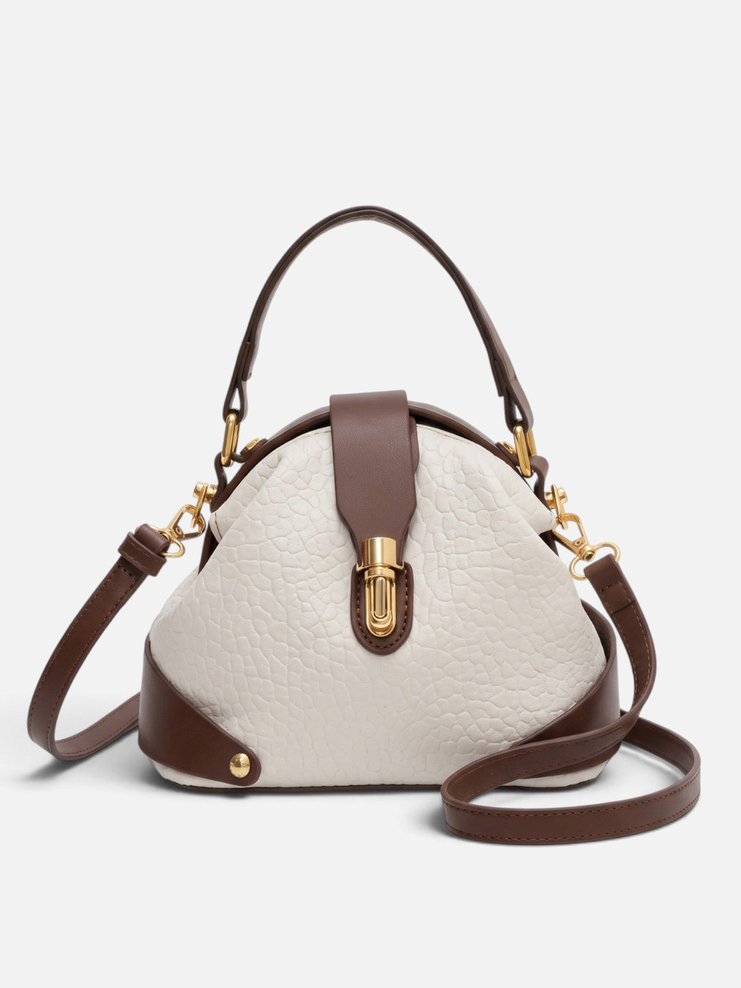 Tofarvet crossbody-taske i kunstlæder med lås til damer