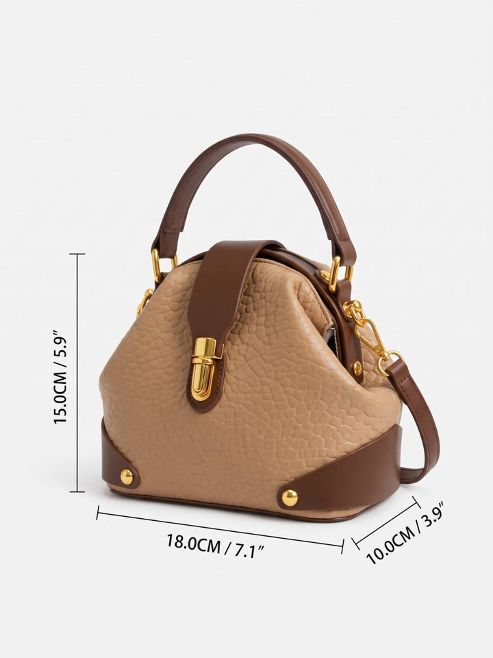 Tofarvet crossbody-taske i kunstlæder med lås til damer