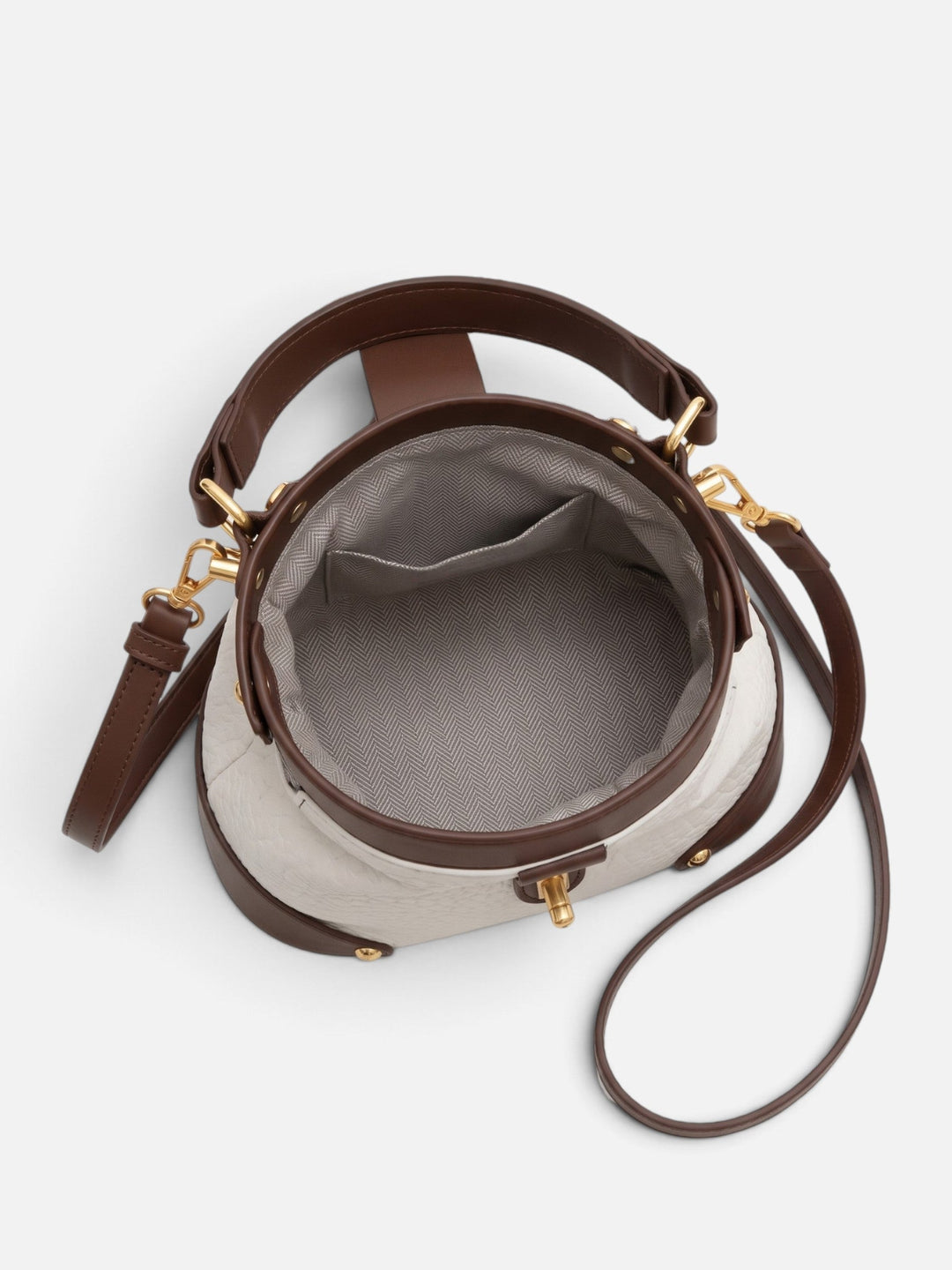 Tofarvet crossbody-taske i kunstlæder med lås til damer