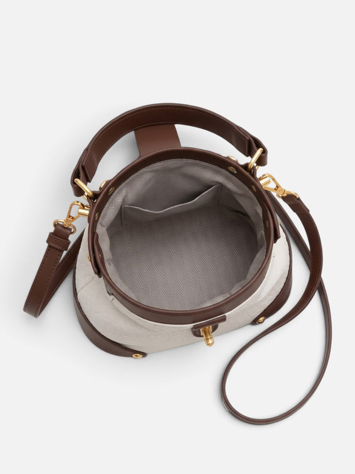 Tofarvet crossbody-taske i kunstlæder med lås til damer