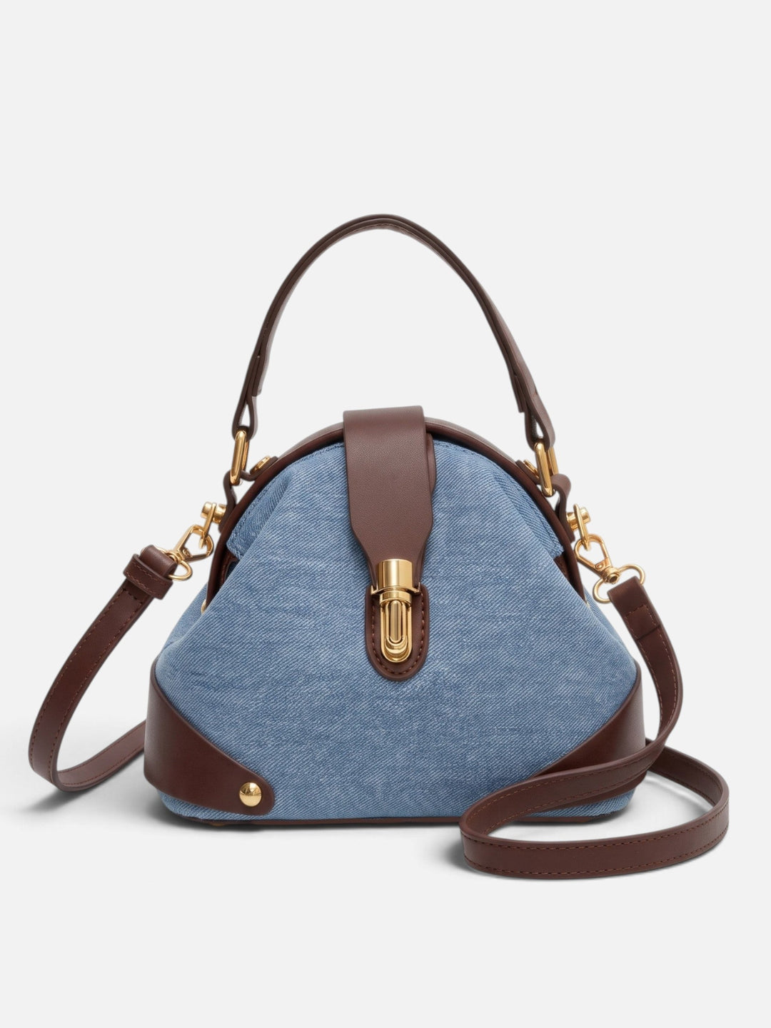 Tofarvet crossbody-taske i kunstlæder med lås til damer