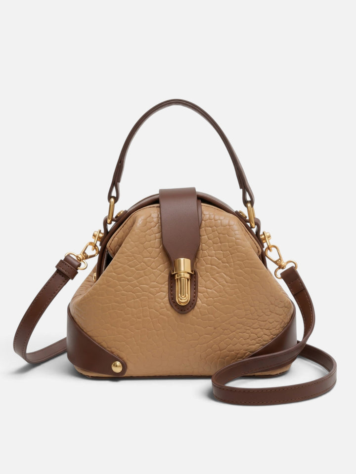 Tofarvet crossbody-taske i kunstlæder med lås til damer