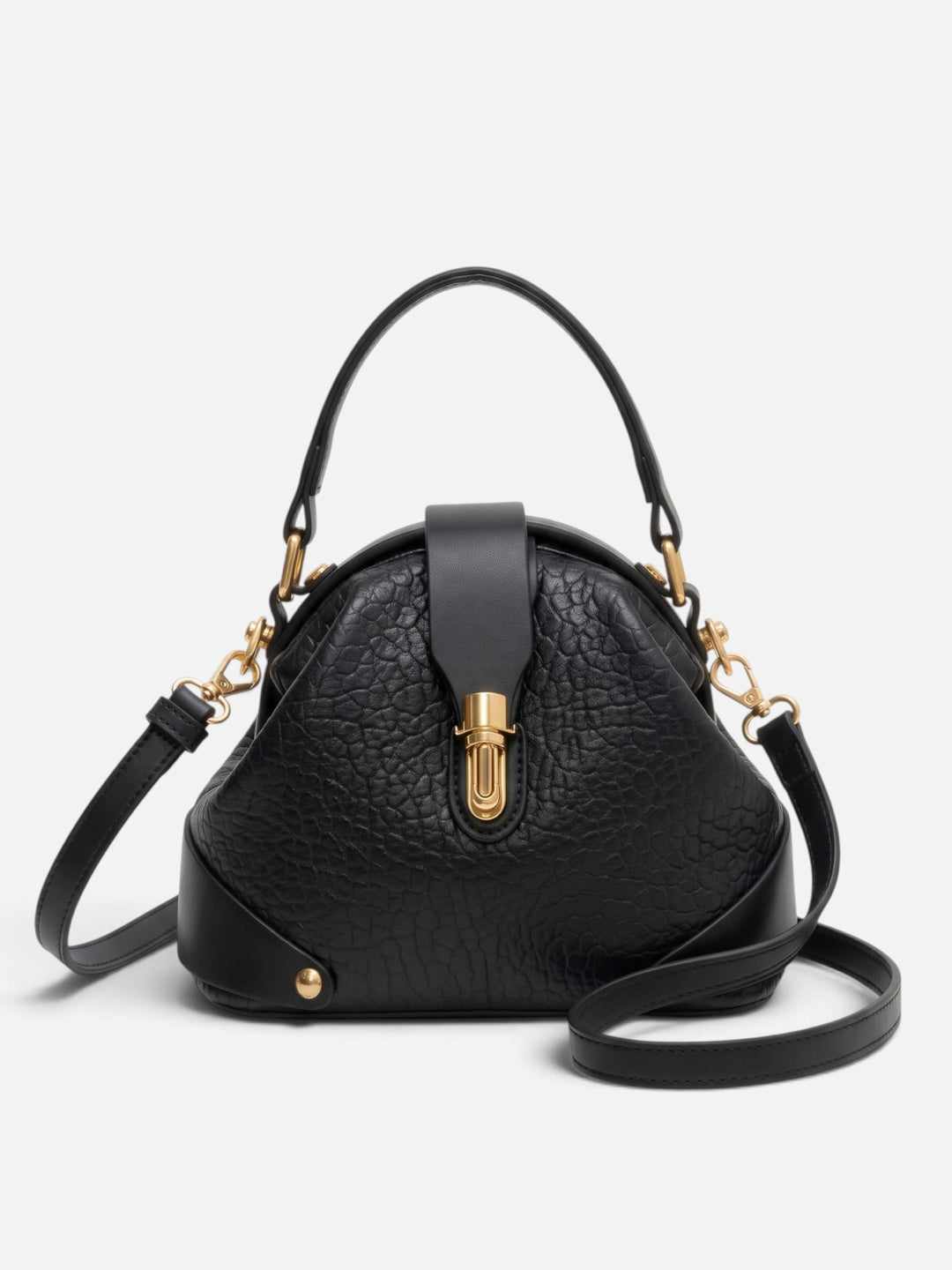 Tofarvet crossbody-taske i kunstlæder med lås til damer
