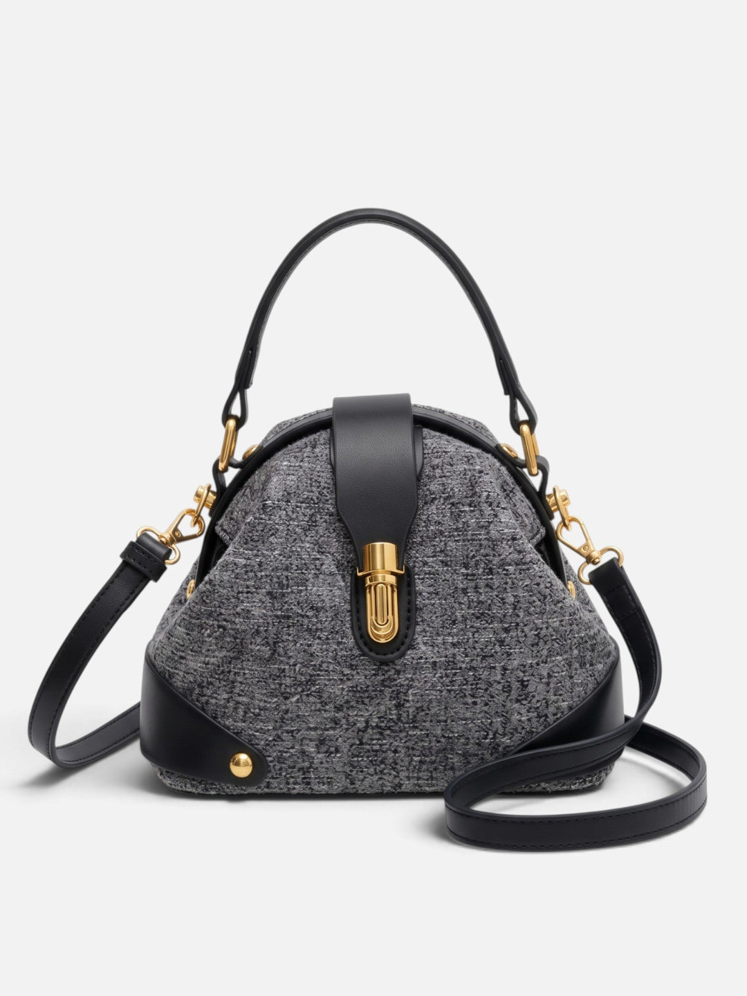 Tofarvet crossbody-taske i kunstlæder med lås til damer