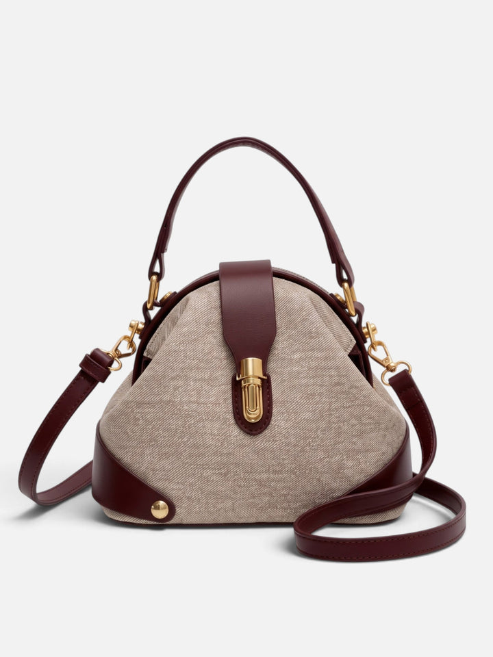 Tofarvet crossbody-taske i kunstlæder med lås til damer