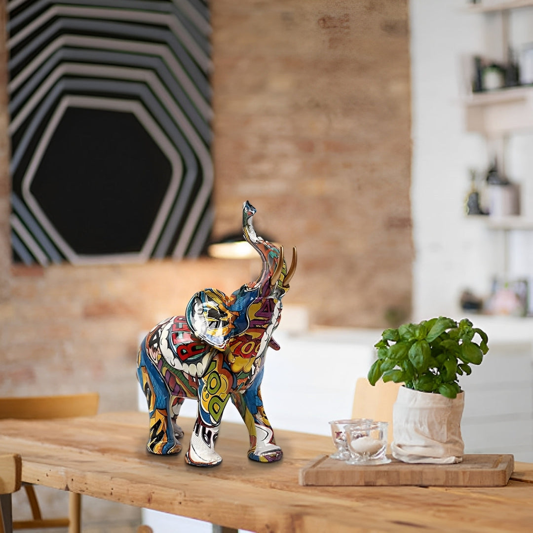 Abstrakt elefant - håndlavet kunstobjekt med lykkesymbol
