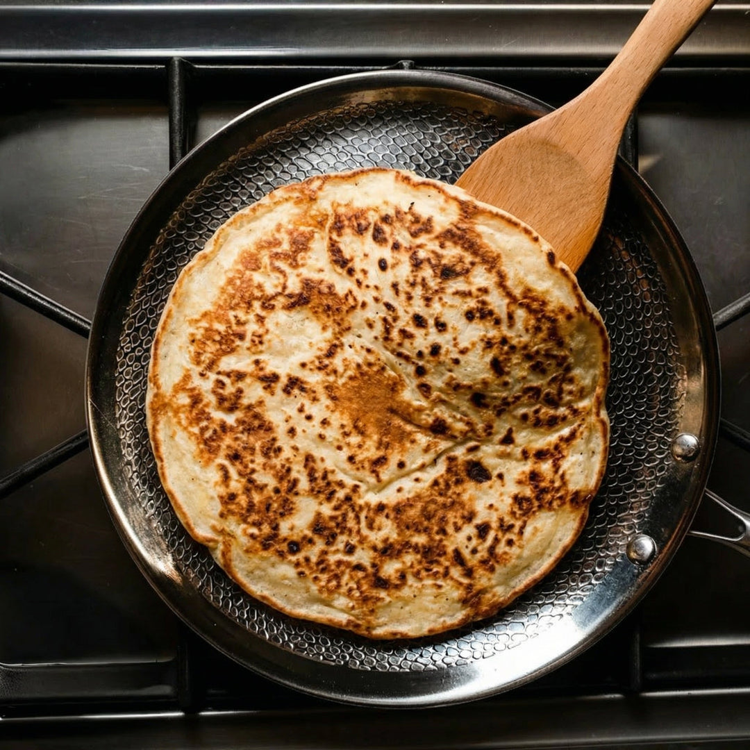 Håndhamret crêpepande i titanium, PFAS-fri