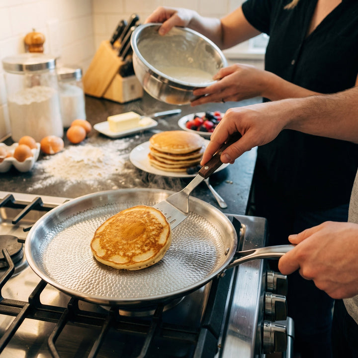 Håndhamret crêpepande i titanium, PFAS-fri