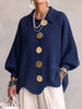 Oversize-cardigan med krave og store metalknapper