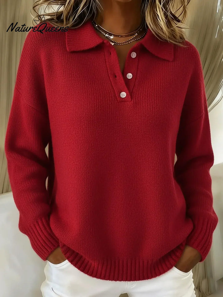 Klassisk langærmet pullover med polokrave til mænd og kvinder, blød elastisk strik