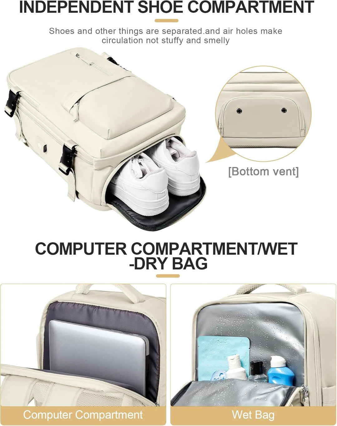 Laptoptaske med flere rum og justerbar rem
